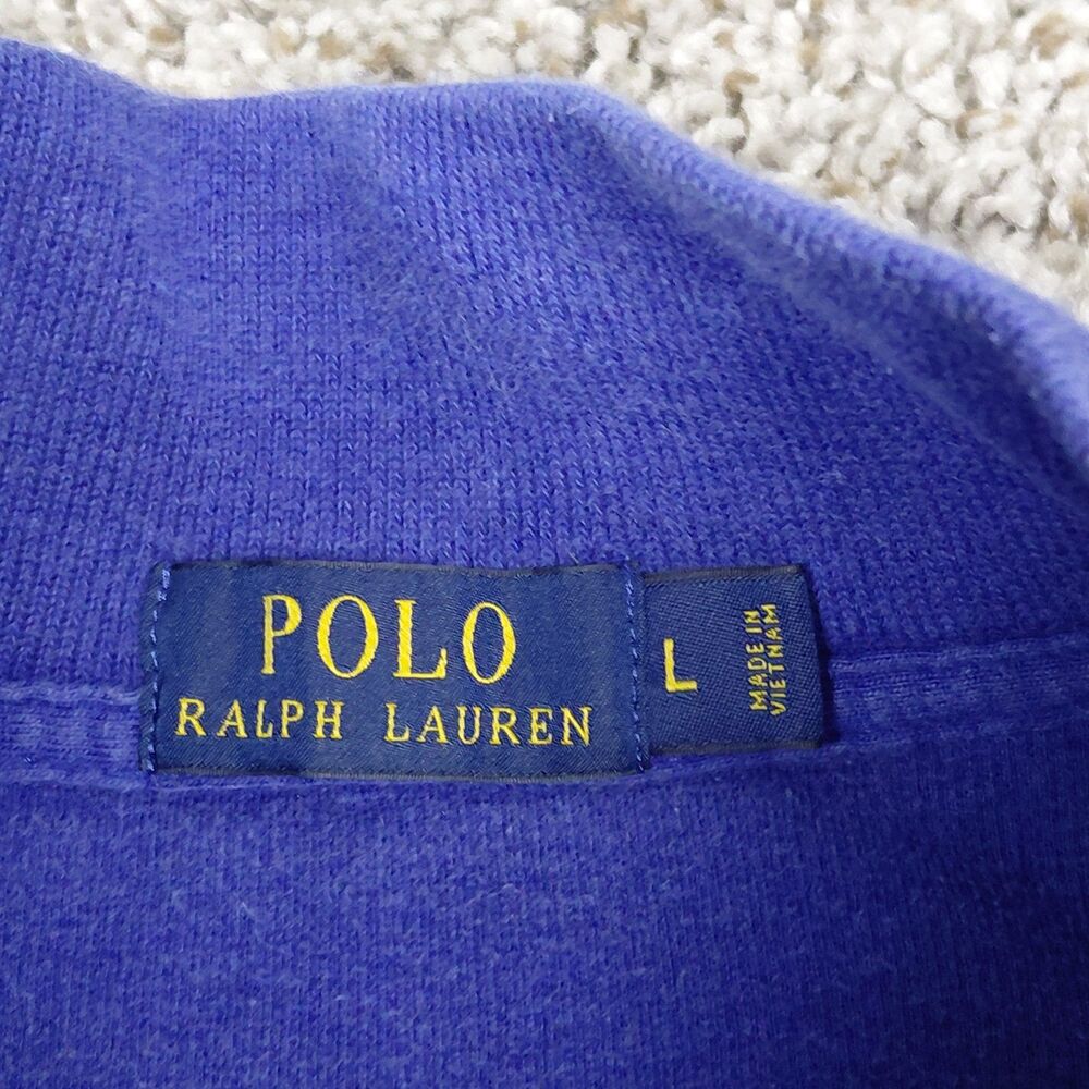 Polo Ralph Lauren Sweater Mens Large Blue 1/4 Zip Pullover Knit Pony Boxy Fit - Picture 3 of 6